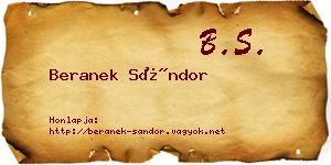 Beranek Sándor névjegykártya